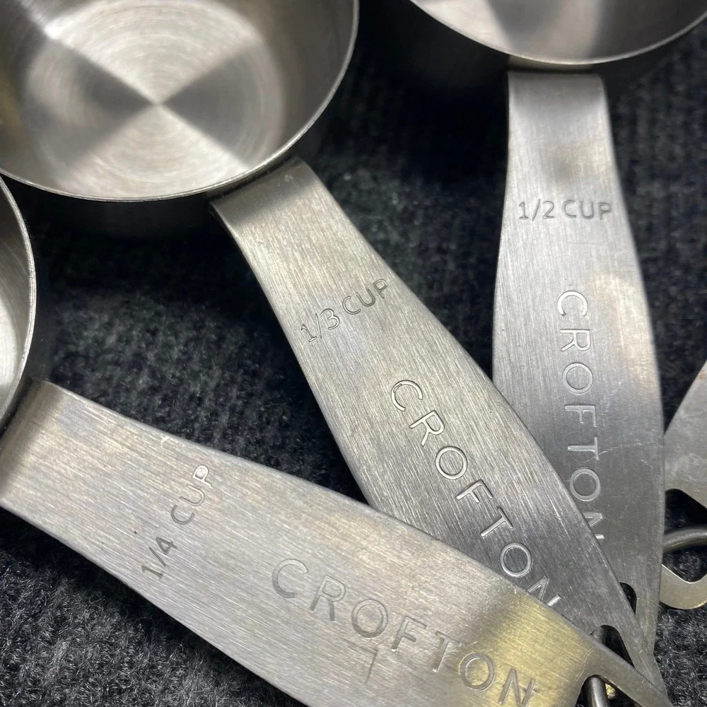 Crofton Stainless Steel Measuring Cup Set 4 Piece Silver Engraved Markings Ring